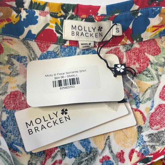 🌸 Molly Bracken Floral Front Tie, Button Blouse Colorful Women’s Small NWT 🌸 - Picture 12 of 14